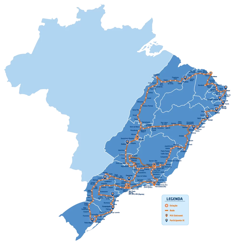 Mapa da Rede Eletronet no Brasil.