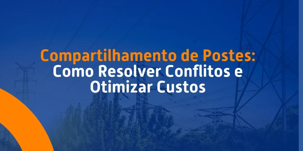 Infraestrutura de postes e cabeamento aéreo representando os desafios e soluções no compartilhamento entre ISPs e distribuidoras